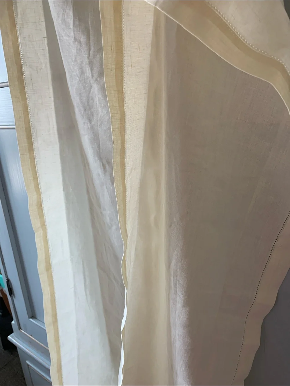 Pottery Barn 100% Linen Cream Table Runner 108”x16 Never Used